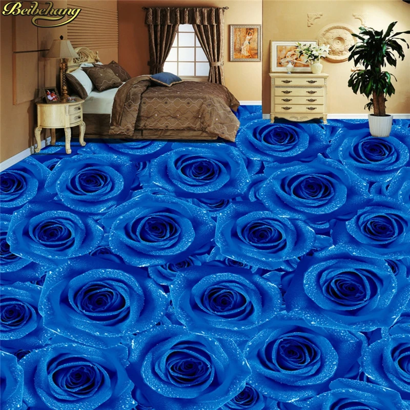 beibehang Пользовательские обои напольная краска голубая роза гостиная спальня 3D напольная краска papel de parede