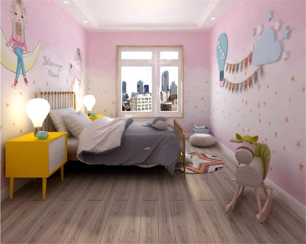 beibehang Скандинавские настенные обои для детского Рая, Настенная ткань для спальни, обои для комнаты девочек, Розовая принцесса с девчачьим сердечком