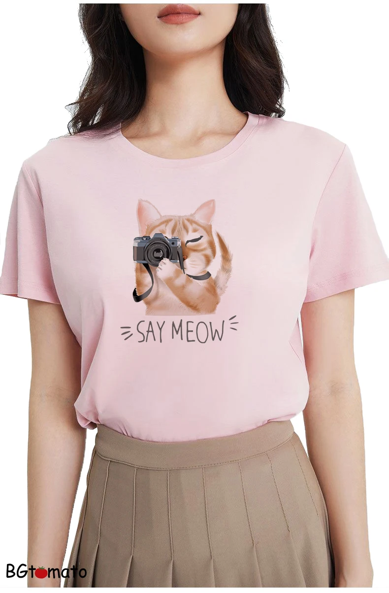 BGtomato Забавный котенок, милая футболка, уникальные модные женские летние рубашки, хорошее качество и мягкая футболка A047