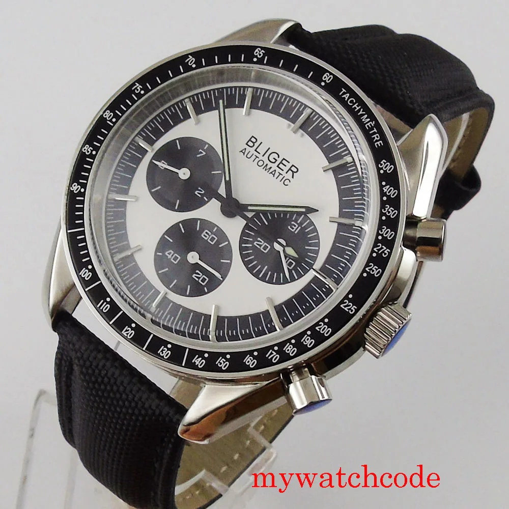 bliger 40 мм механические автоматические мужские наручные часы с функцией даты недели Многофункциональные мужские часы Mekaniska klockor