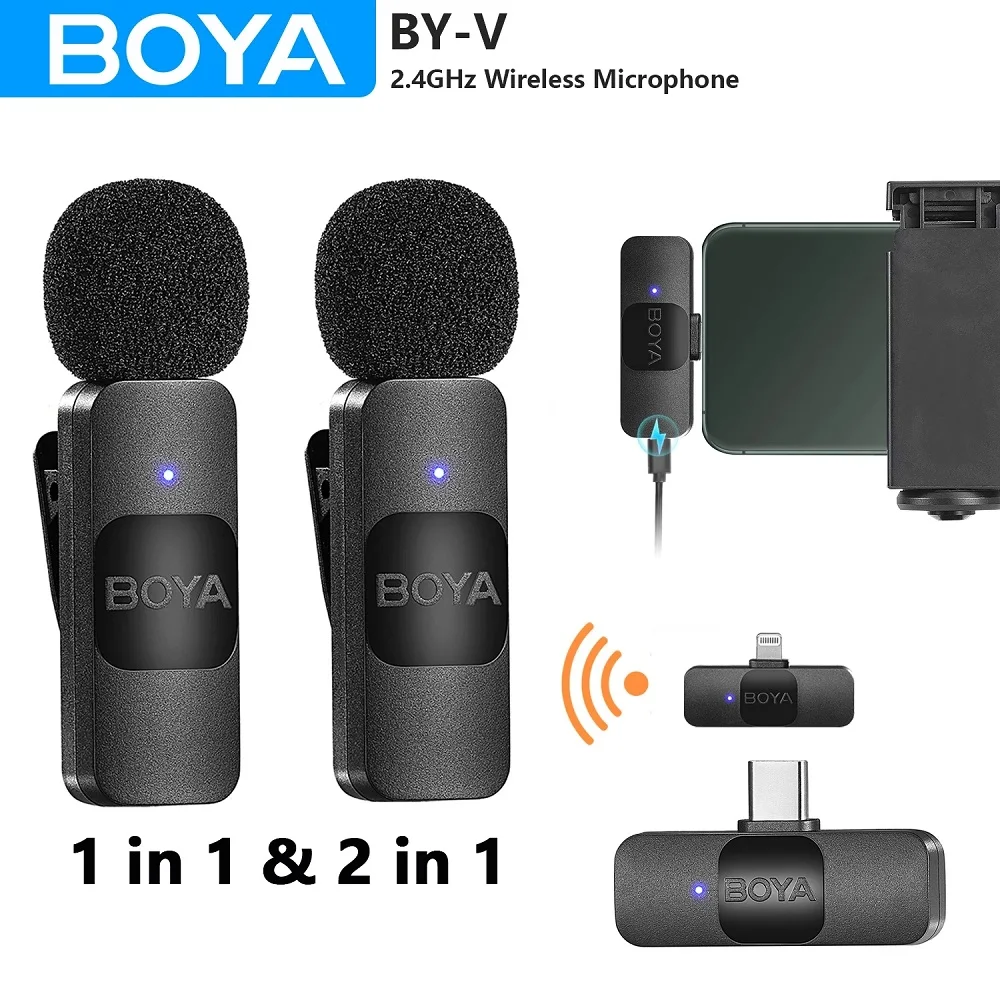 BOYA BY-V BY V Беспроводной Петличный мини-микрофон для iPhone iPad IOS Android, запись игр в прямом эфире, микрофон для видеоблога