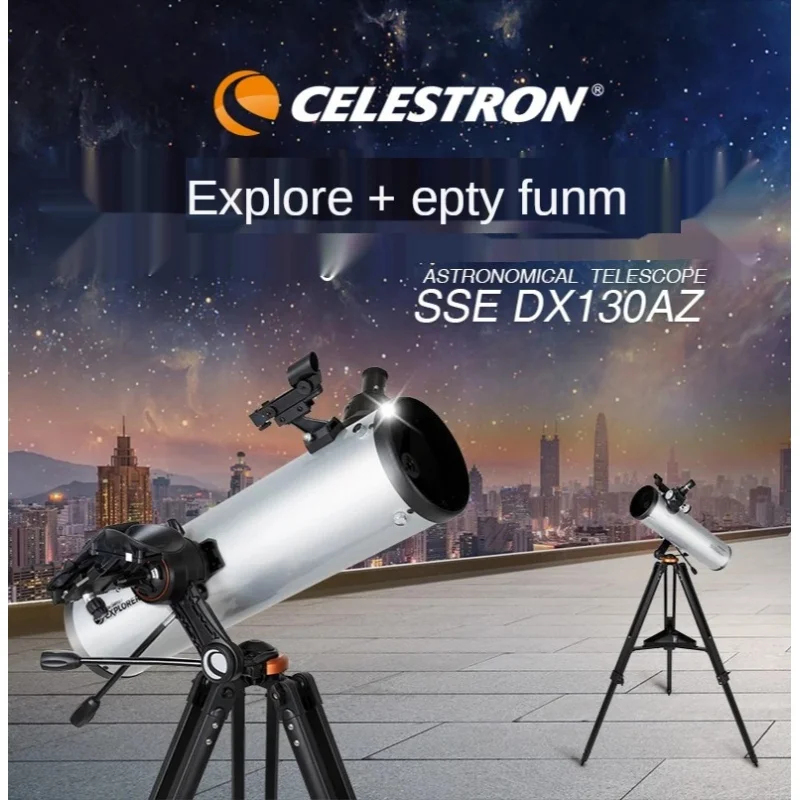 Celestron-Профессиональный астрономический телескоп, SSE DX130 AZ, 130 мм с поддержкой приложения для смартфона, ньютоновский отражатель, Фотографический Astr