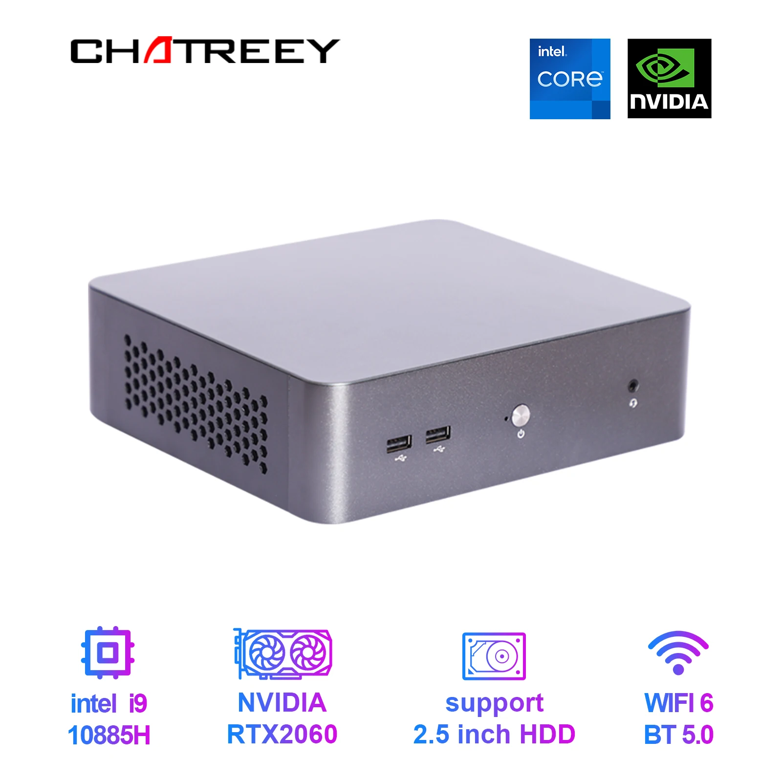 Chatreey G1P Мини-ПК Intel Core I9 10885H I7 10870H с Nvidia RTX 2060 6G Игровой Настольный Компьютер Wifi 6 Bluetooth 5,0