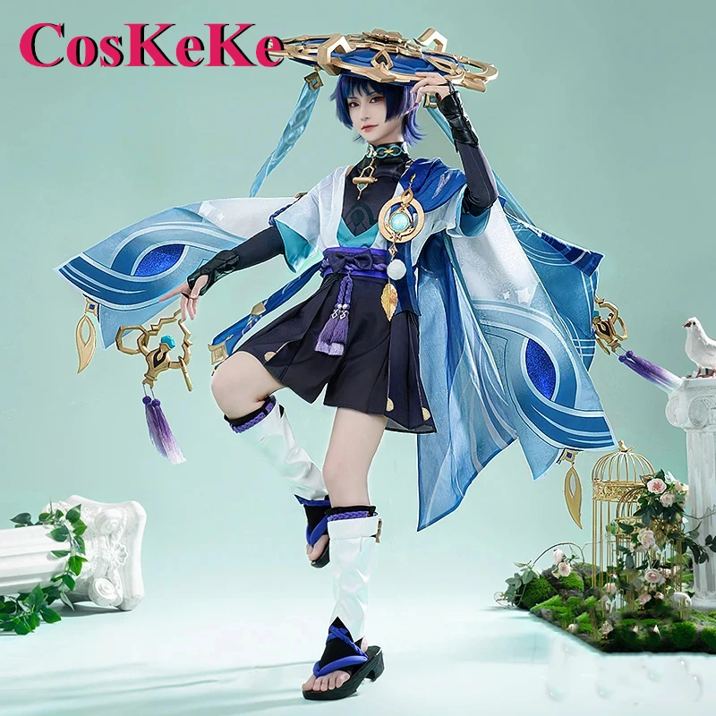 CosKeKe Wanderer Косплей Аниме Игра Genshin Impact Костюм Модная Красивая Боевая форма Одежда для Ролевых игр на Хэллоуин