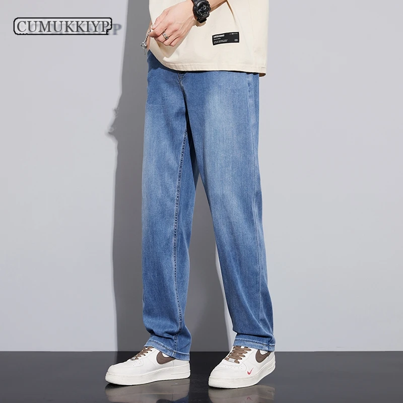 CUMUKKIYP 2023 Летние Свободные Джинсы с прямыми штанинами для мужчин, Высококачественные Легкие и мягкие Джинсы Tian Si