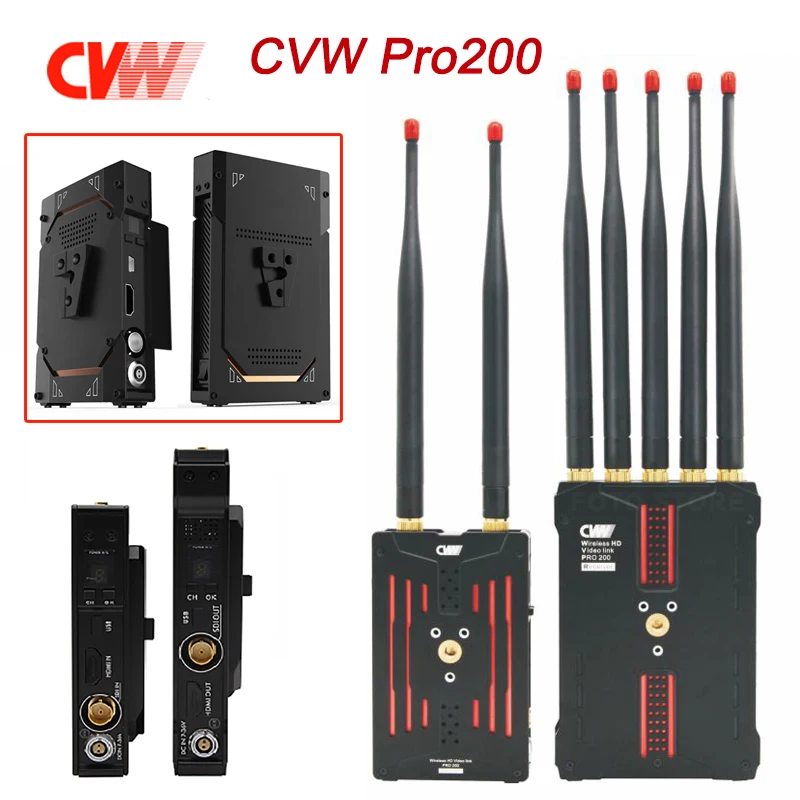 CVW Pro200 SDI, совместимая с HDMI, Система беспроводной передачи видео 1080P HD, Многофункциональный приемник беспроводного передатчика 200 м