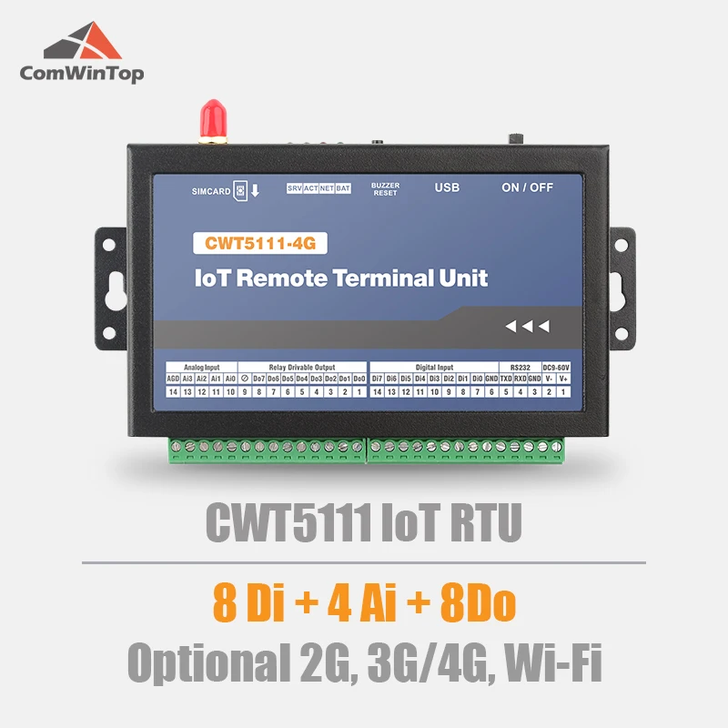 CWT5111 8DI 4AI 8DO Модуль удаленного сбора данных Gsm Gprs 4g Wi-Fi Rtu-модем Поддерживает приложение M2M