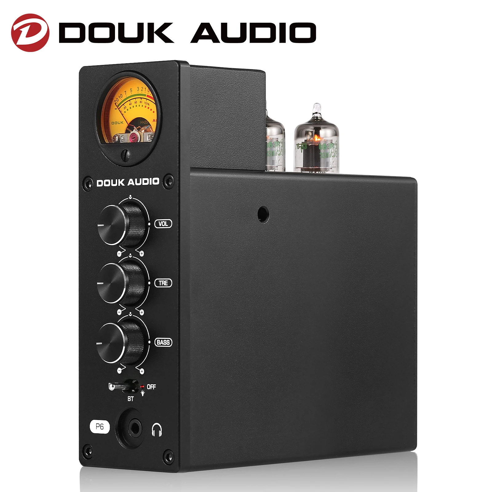Douk Audio P6 HiFi JAN5654 Ламповый Предусилитель с Клапаном Стерео Усилитель Для наушников Bluetooth 5.1 Приемник Аудио Усилитель с VU-метром