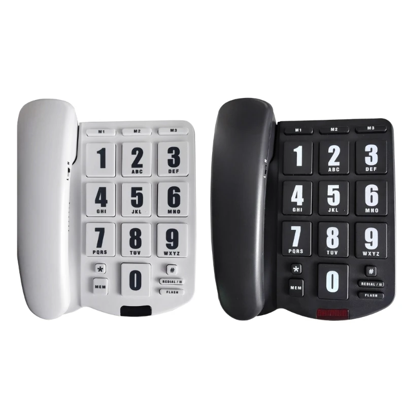 E5BA PK3000 Стационарный телефон с большой кнопкой, настольный телефон с усиленным звуком, идеально подходит для пожилых людей и слабовидящих