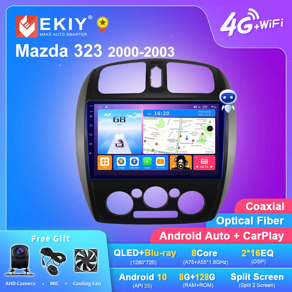 EKIY T7 Для Mazda 323 2000-2003 Android Автомобильный Радио Мультимедийный Видеоплеер GPS Навигация BT Стерео Без 2din Магнитофон DVD HU