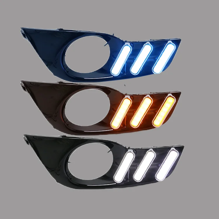eOsuns светодиодный дневной ходовой фонарь drl для Nissan Teana 2013-2015 с движущимися желтыми поворотниками и синим ночным ходовым светом