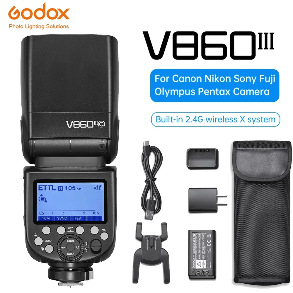 Godox V860III 1/8000 Литий-ионный Аккумулятор TTL Вспышка Speedlite Для камеры Canon Sony Nikon Fuji Olympus Pentax