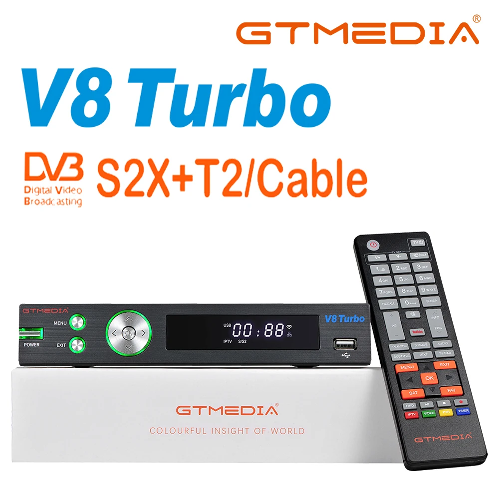 GTMEDIA V8 Turbo Цифровой Декодер Спутниковый Ресивер 1080P DVB S2/T2/C H.265 10Bit HEVC Комбинированный Рецептор Bulti-In WIFI TV