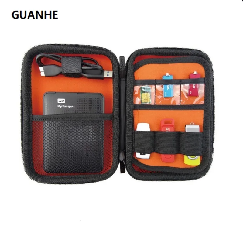 GUANHE 2,5-дюймовый внешний жесткий диск для защиты электроники, сумка-органайзер для кабелей, USB-накопитель, карта памяти, чехол для жесткого диска GH1315