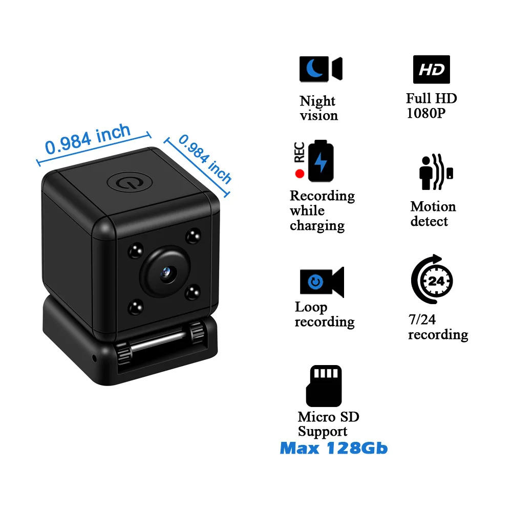 Hd 1080P Ночного видения со звуком Домашняя безопасность Спортивная камера Мониторинг карты памяти Dv Однокнопочная смарт-камера
