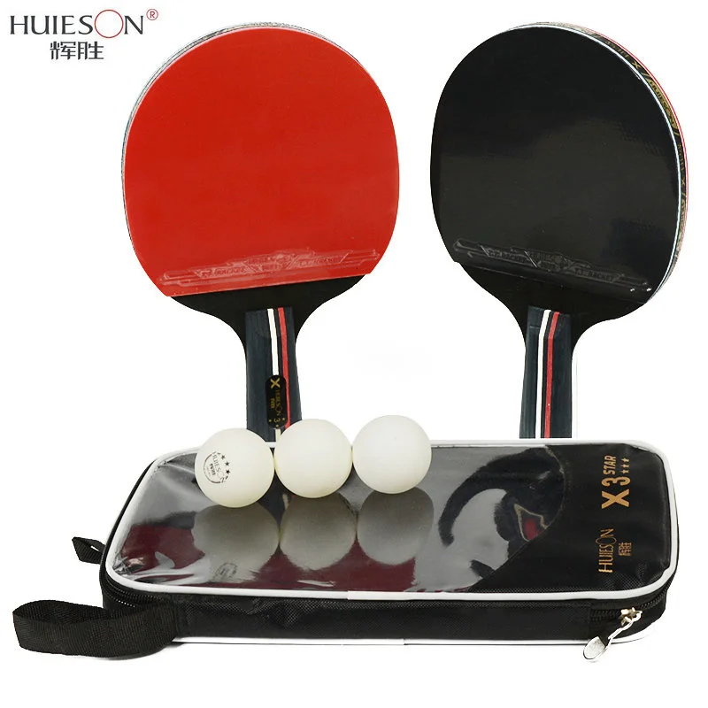 Huieson 2шт, ракетка для настольного тенниса с 3 звездами, Двойная, с прыщами на лице, набор ракеток для пинг-понга с сумкой для хранения, 3 мяча для тренировок