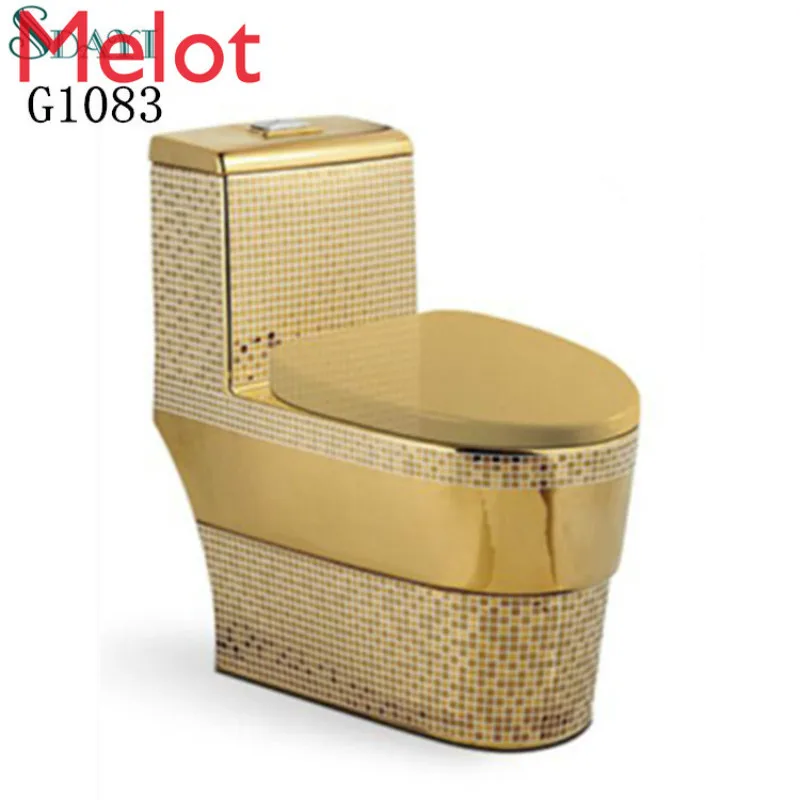 Inodoro de cerámica chapado en oro, asiento de inodoro de color dorado, wc, Baño
