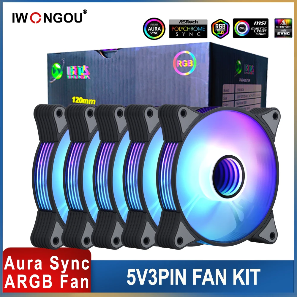 IWONGOU Ar12pro Вентиляторы 120 мм Argb 4pin Kit Cooler Неограниченное Пространство Slient Pc Cooling Ventilateur Компьютерный rgb вентилятор ПК контроллер