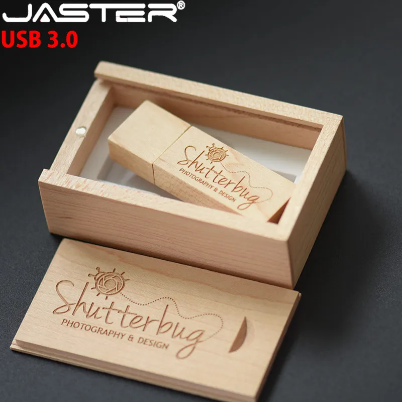 JASTER USB 3,0 Фотография ЛОГОТИПА клиента деревянный usb + подарочная коробка usb флэш-накопитель деревянная флешка 8 ГБ 16 ГБ 32 ГБ 64 ГБ свадебные подарки