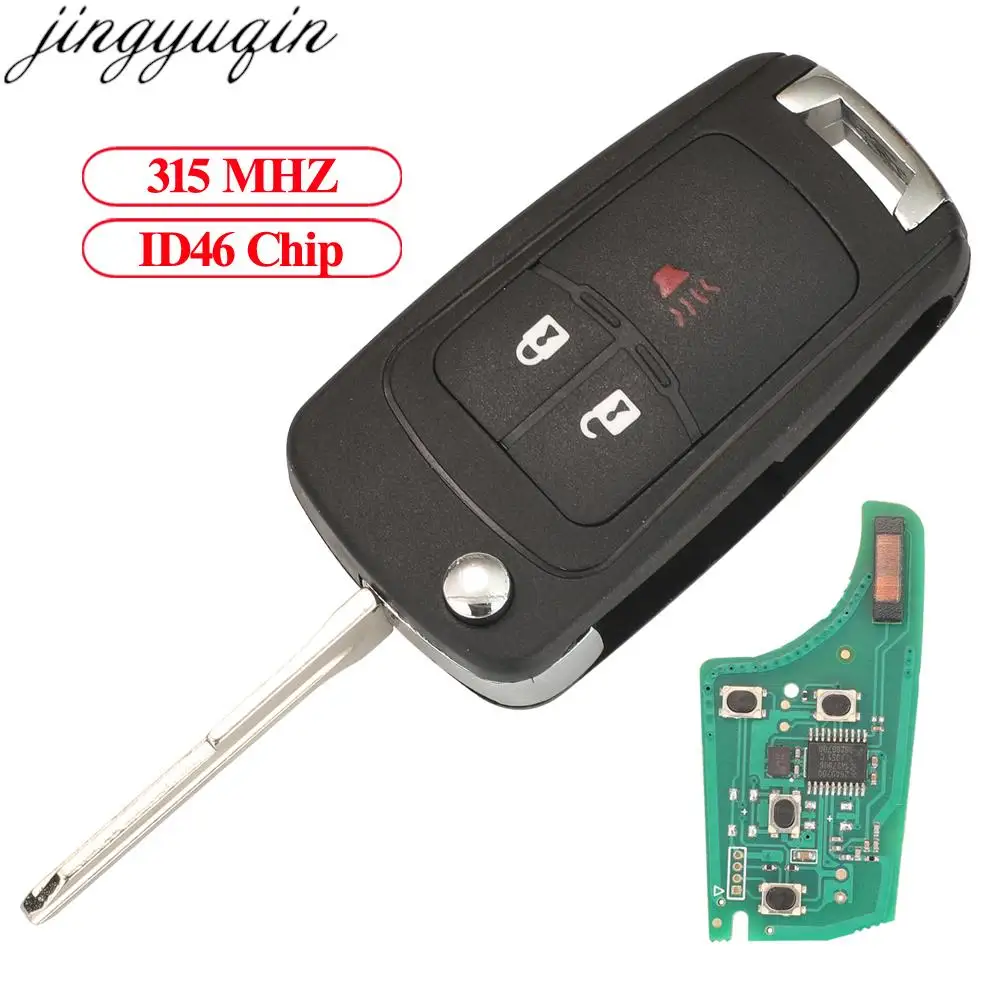 Jingyuqin 2 + 1 Кнопки Флип Дистанционного Ключа Автомобиля Сигнализация 315 МГц ID46 Для Chevrolet Spark 2013 2014 2015 2016 Cruze Складная Замена