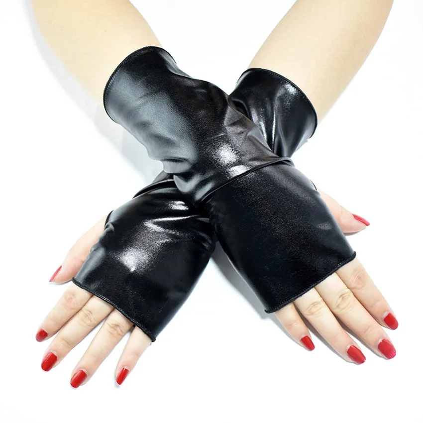 JNKET, Новые женские перчатки без пальцев, перчатки из искусственной кожи, перчатки на Хэллоуин, аксессуары для костюмов, танцевальные перчатки