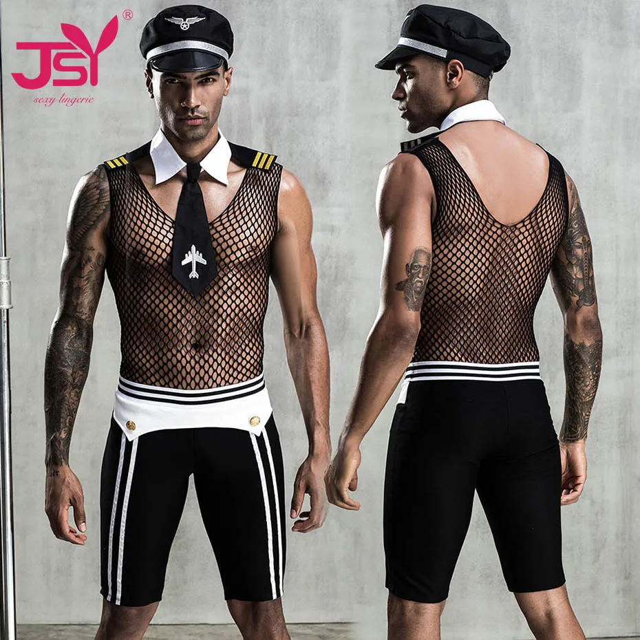 JSY Сексуальный Комплект Нижнего Белья для Косплея, полицейская форма Пилота, Эротический сетчатый комбинезон, Порнокостюмы, сексуальные наряды для ролевых игр, Нижнее белье