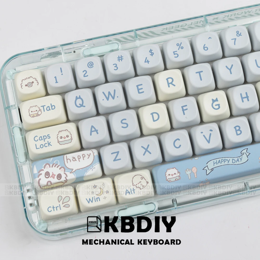 KBDiy MOA Profile PBT Keycap Anime Cute Blue Cat Theme 143 клавиши/Набор клавиш MAC на Заказ для игровых Аксессуаров с механической клавиатурой