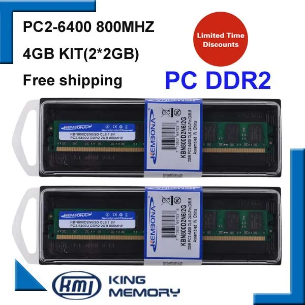 KEMBONA 4GB 2x2GB PC2-6400 DDR2 800MHz 4g 240pin DDR2 Настольная Память Настольный модуль оперативной памяти Бесплатная Доставка