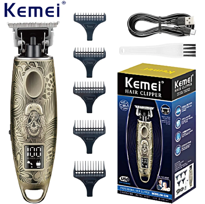 Kemei KM-3298 Металлический Корпус Беспроводной Триммер Для Волос Профессиональная Машинка Для Стрижки Бороды Для Мужчин Электрическая Машинка Для Стрижки Волос Литиевая Батарея