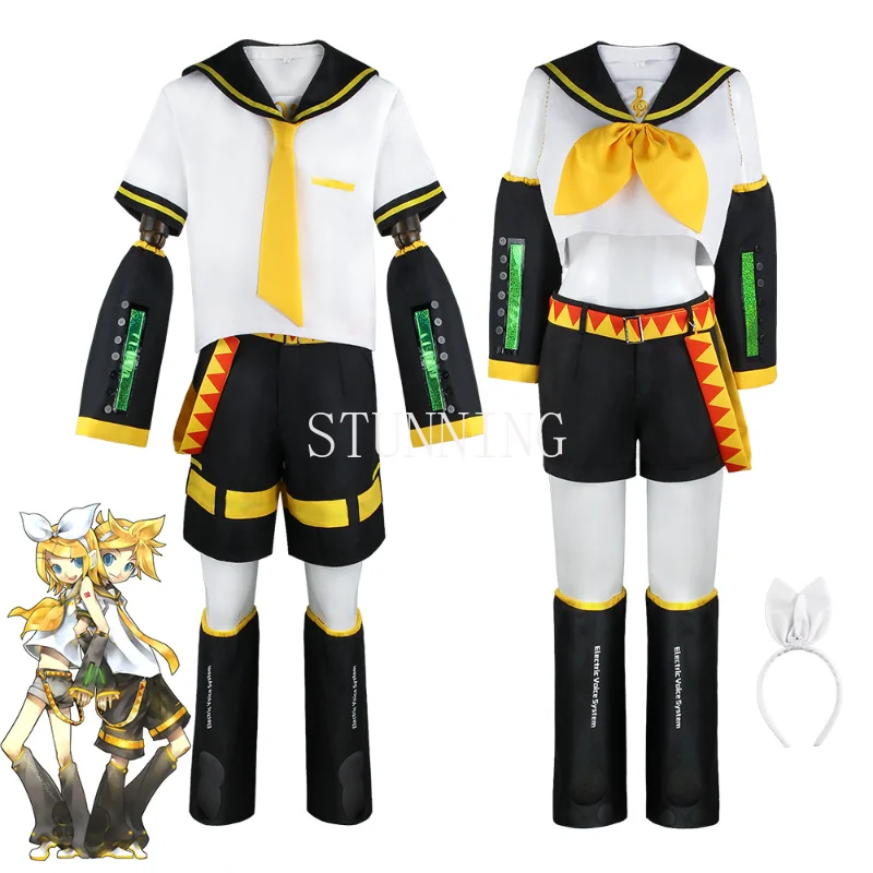 Kostum Cosplay Anime Rin Len Kostum Halloween untuk Wanita Kcagamine Saudara Adik JK Seragam Bermain Peran Pakaian Seragam Pesta