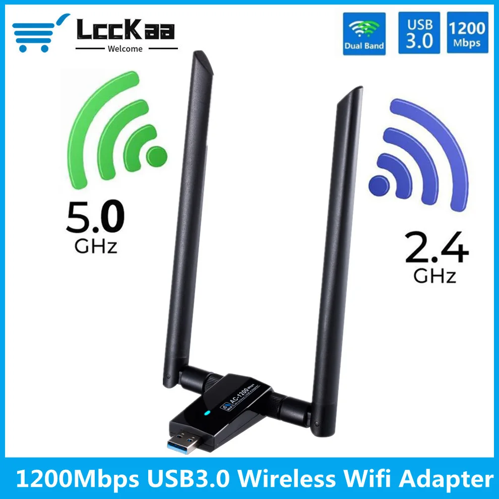 lccckaa Двухдиапазонный 1200 Мбит/с USB 3,0 WiFi Адаптер AC1200 Беспроводной USB Wifi Lan Ключ 2,4 G/5 ГГц Wi-Fi Приемник Антенна Сетевая карта