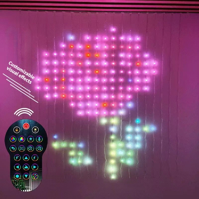 Ledcustomcolor Intelligentcurtain Струнный Светильник Bluetooth APP Control Рождественская Вечеринка Sprite Light DIY Отображение Изображения Гирлянда Декор