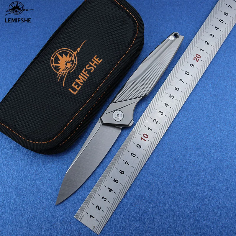 LEMIFSHE L98 M390 Лезвие Карманный Складной Нож Ручка Из Титанового Сплава Керамический Шарикоподшипник Флиппер Ножи EDC Кемпинг Рыболовный Нож