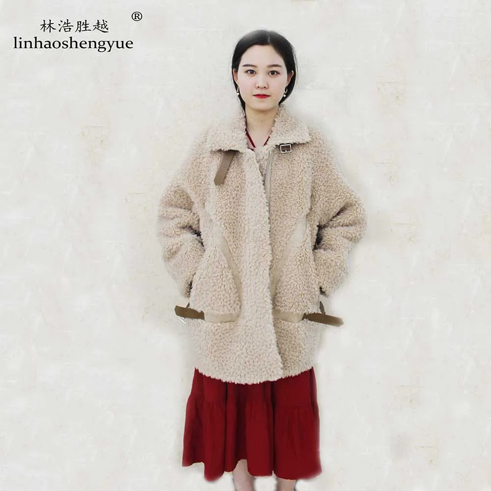 Linhaoshengyue 2021, Весеннее новое модное женское пальто из смесовой шерсти длиной 70 см, весна-осень-зима