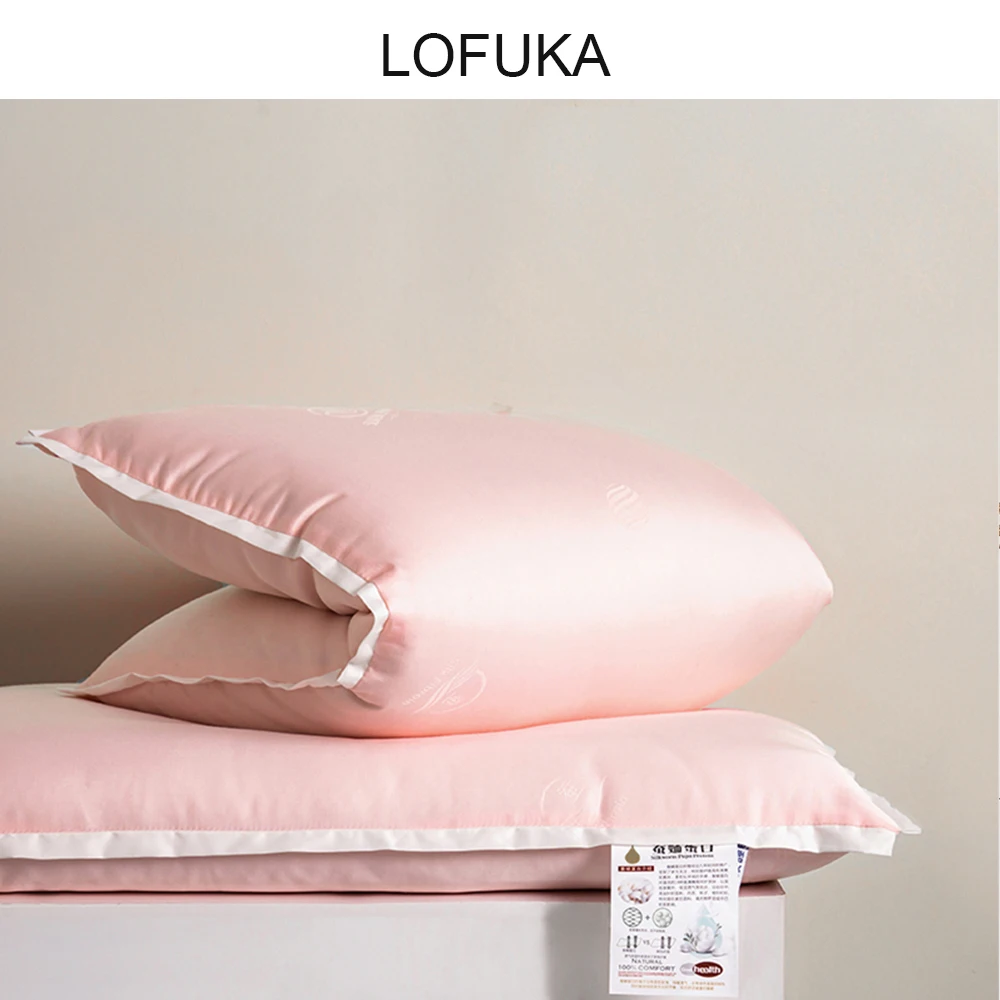 Lofuka Розовая Подушка из 100% Шелка, Внутренняя Подушка для сна, подушка для шейки матки, Постельные принадлежности, подушка в 3D стиле, Защита шеи, Подушки для сна, подарок