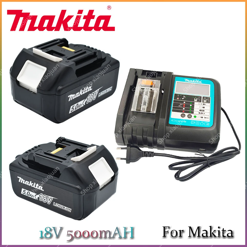 Makita-100% Оригинальная Аккумуляторная батарея для электроинструмента, Сменный светодиодный литий-ионный аккумулятор емкостью 5,0 Ач 18 В LXT BL1860B BL1860BL1850