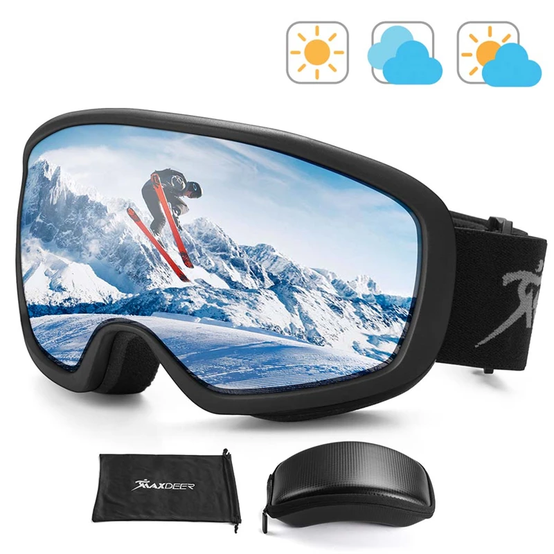 MAXDEER Лыжные очки для детей, Снежные Очки, Противотуманные Водонепроницаемые Лыжные Очки, Детские Двухслойные Лыжные Очки с Защитой от Ультрафиолета