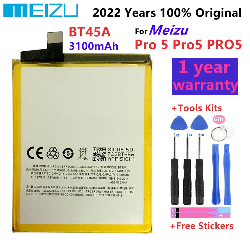 Meizu 100% Оригинальный Аккумулятор 3100mAh BT45A Для Телефона Meizu Pro 5 Pro5 PRO5 Последнего Производства, Высококачественный Аккумулятор + Бесплатные инструменты