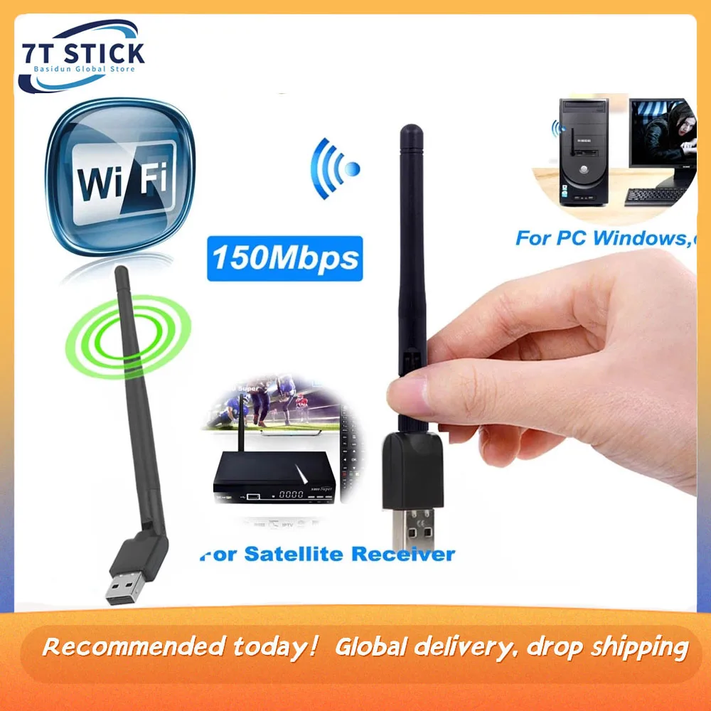 MT-7601 6m WiFi Сетевая карта USB 2.0 150M 802.11 b/g/n Сетевой адаптер локальной сети с поворотной антенной для Портативных ПК Mini Wi-Fi Dongle