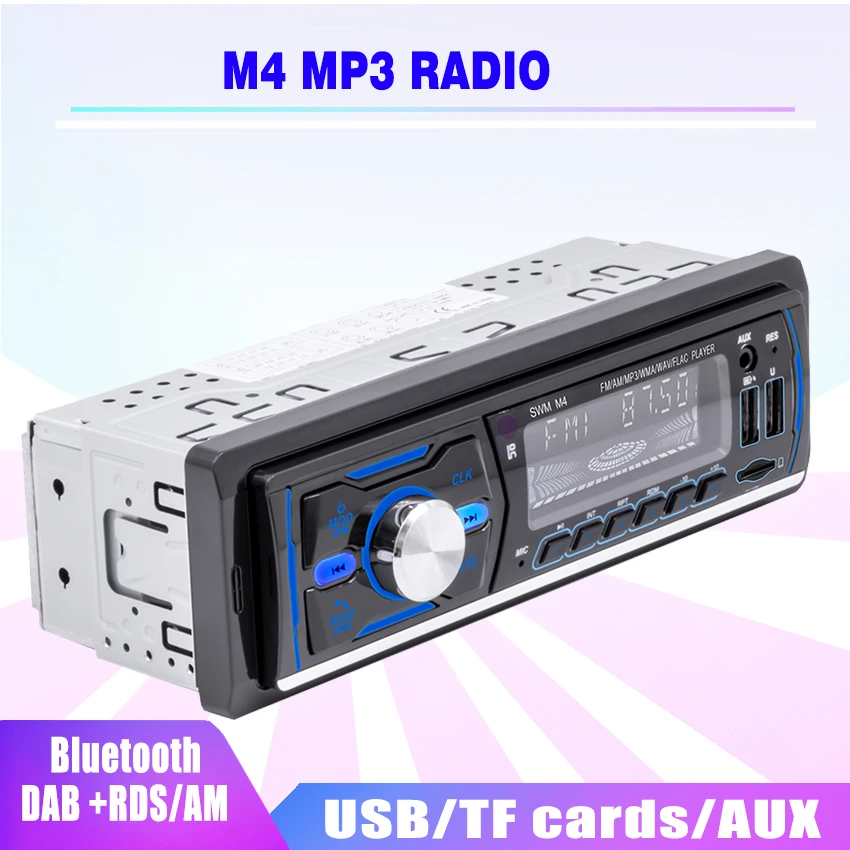 OLPAY 1DIN Автомобильный Цифровой СТЕРЕО Радио MP3-плеер Bluetooth 12V 60W x 4 FM Аудио USB/SD DAB + RDS auX-in Совместимый Bluetooth-плеер