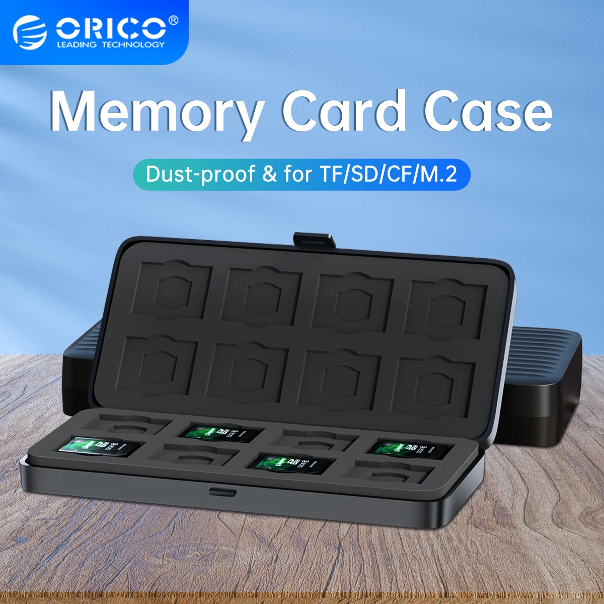 ORICO Держатель для карт Micro SD, 16 Слотов, Чехол для хранения карт памяти, Защитный чехол для SD/CF/Micro SD/SSD, Противоударный Органайзер для карт