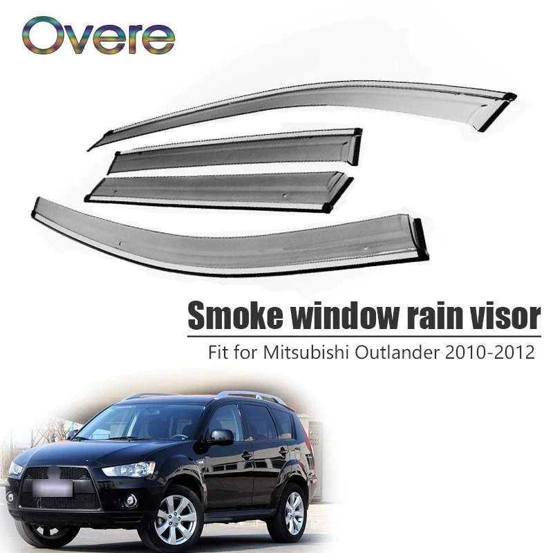 OVERE NEW 1Set Дымовое окно, дождевой козырек для Mitsubishi Outlander 2010 2011 2012 ABS, вентиляционные солнцезащитные дефлекторы, автомобильные аксессуары