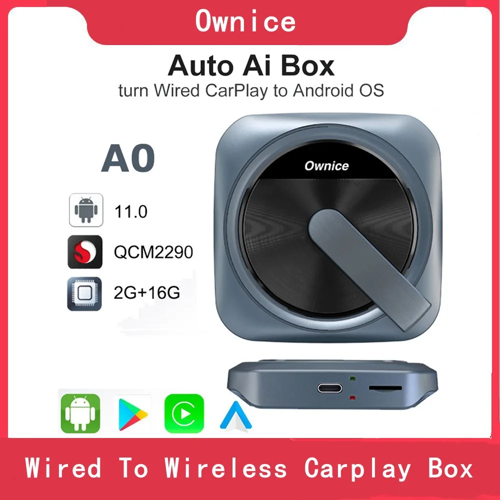 Ownic Smart Проводной Беспроводной Carplay Box Для Kia VW Toyota Peugeot Dongle Android 11 TV Auto Ai Box Netflix Spotify Ownice