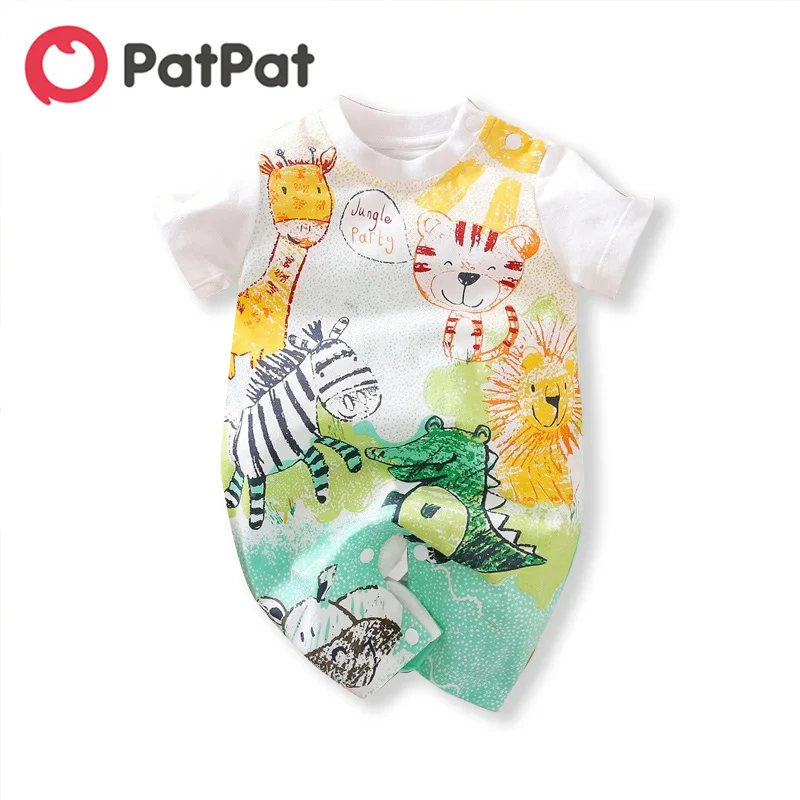 PatPat/Новое поступление, летнее и весеннее боди с рисунком животных для малышей, цельная красочная одежда для маленьких мальчиков и девочек