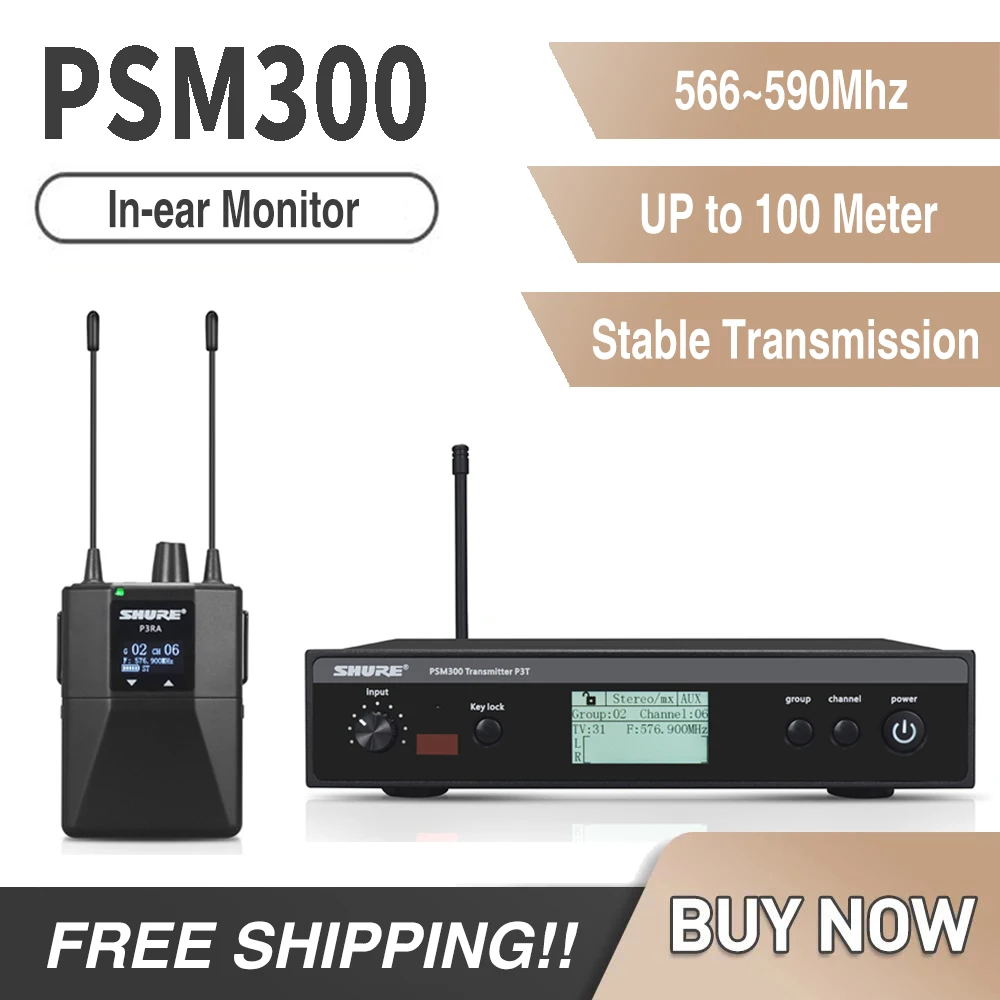 PSM300 IEM In Ear Monitor Беспроводная Система Сценический Стереозвук Профессиональный Металлический Приемник 566-590 МГц Студийное Диджейское Оборудование