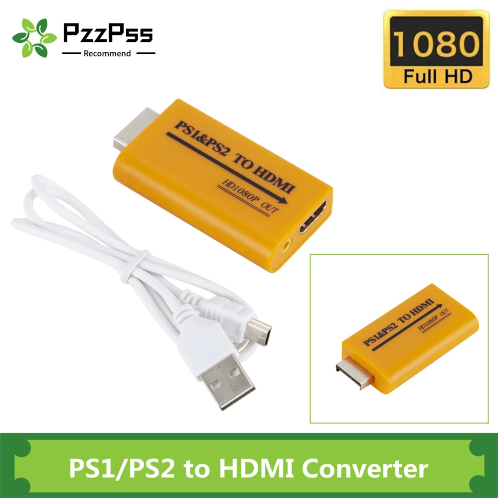 PzzPss Для PS1/PS2-HDMI Адаптер Конвертер с выходом до 1080P Для монитора Проектор Конвертирует Видео/аудио Игры Подключи и играй