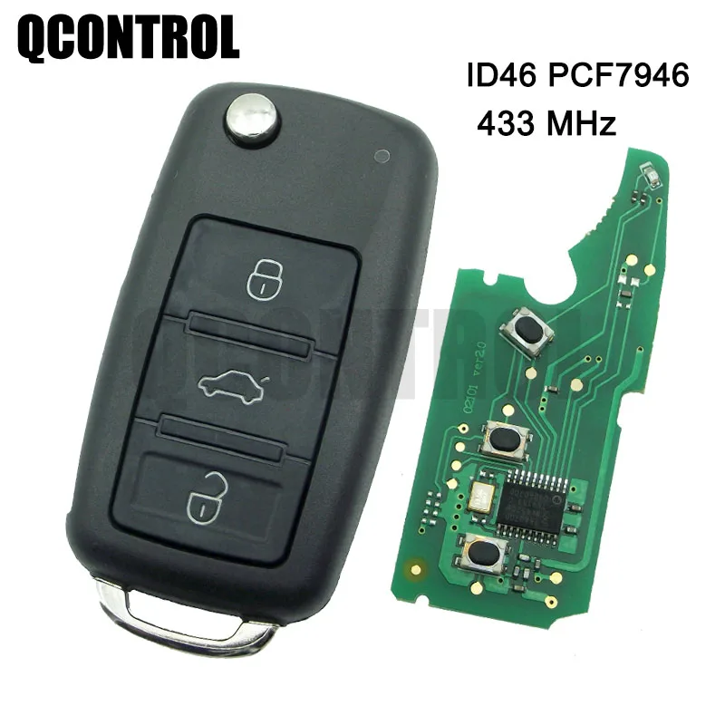 QCONTROL 3 кнопки дистанционного Ключа fobFor V W для Volkswagen Phaeton touareg2002-2010 с ЧИПОМ PCF7946 433 МГц
