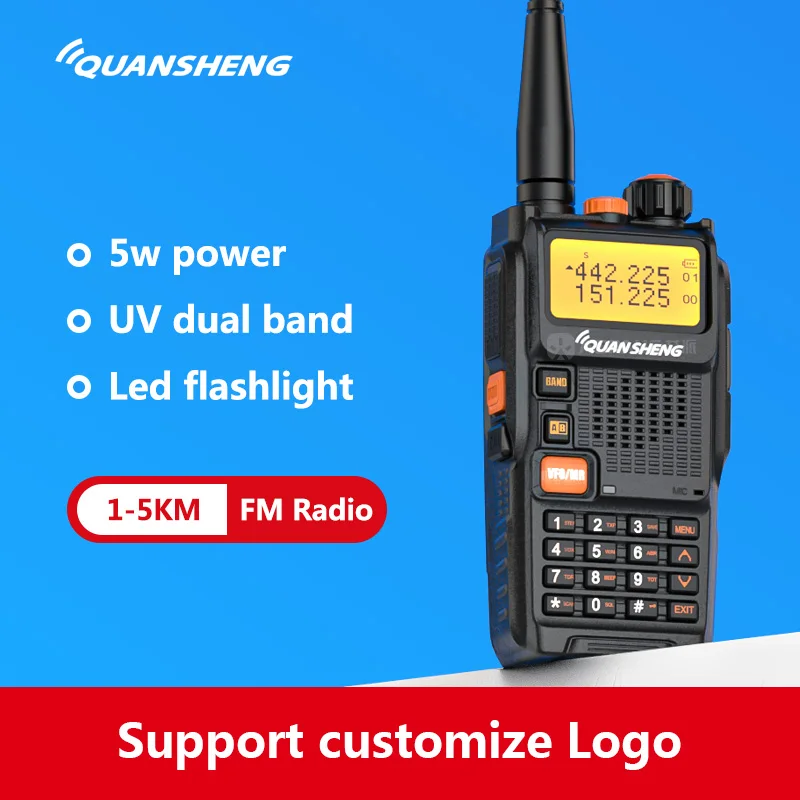 Quansheng K4ATUV 5 Вт радио двухдиапазонное uhf vhf 136-174 МГц 400-480 МГц fm наружные ctcss портативные рации с фонариком 100 миль радио