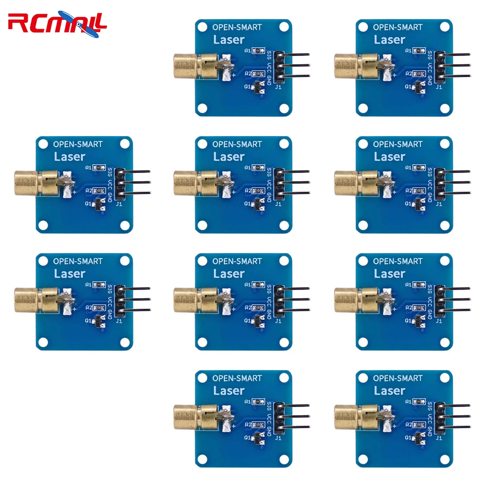 RCmall 10ШТ 650 нм Лазерный сенсорный модуль 5 В/3,3 В Мини Лазерный световой модуль для Arduino OPEN-SMART