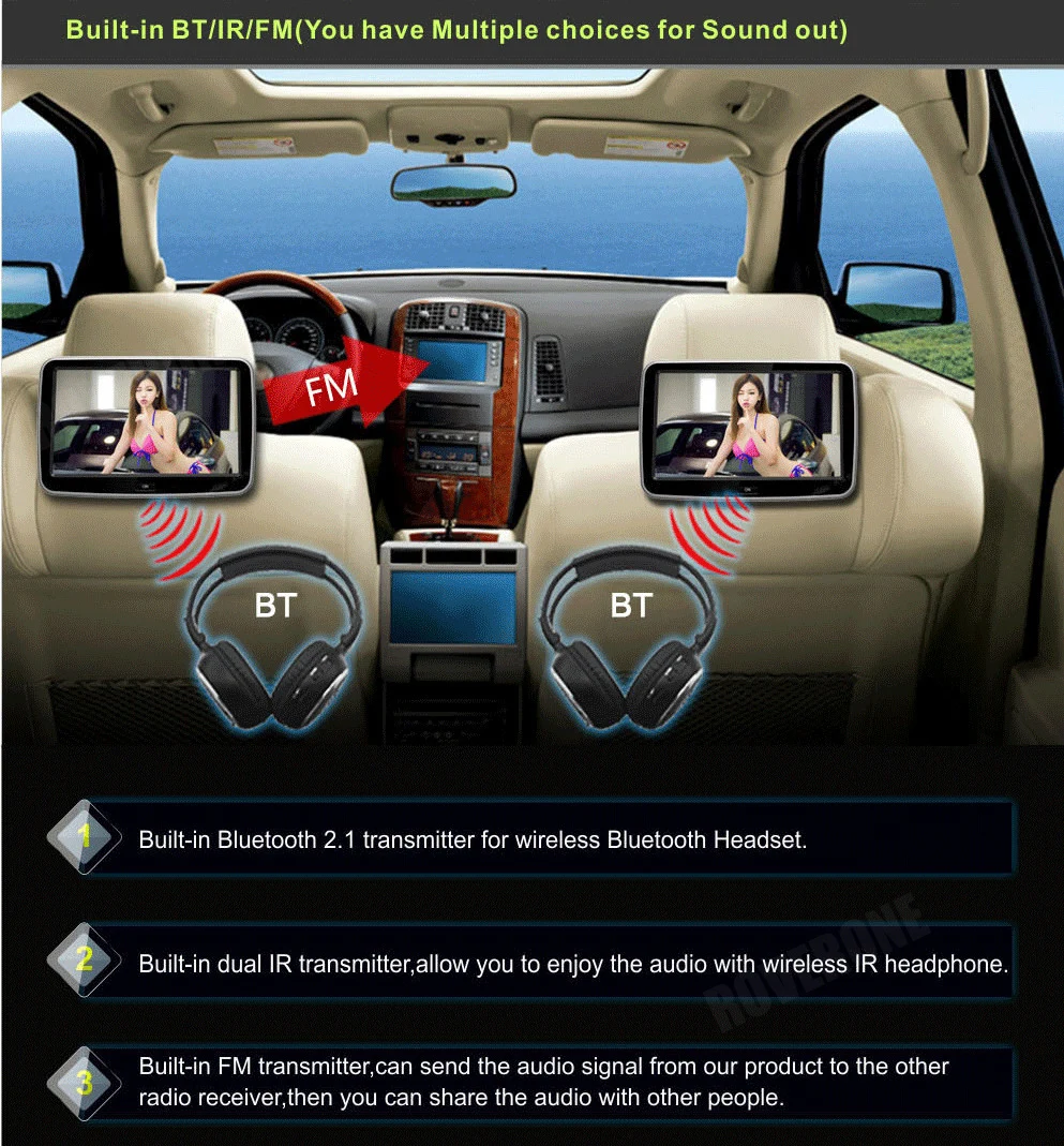RoverOne 2 шт. X 10,1 Дюймов Android 6,0 Авто Автомобильная Накладка Подголовник TFT ЖК-Монитор Плеер заднего Сиденья Система Развлечения Спинки сиденья